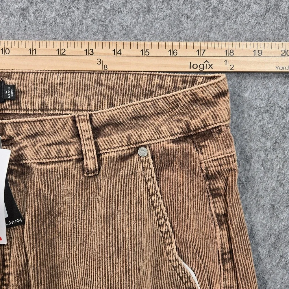 BoohooMAN Pants Mens 36x32 Brown Corduroy Cargo Wide Leg Relaxed Fit Casual